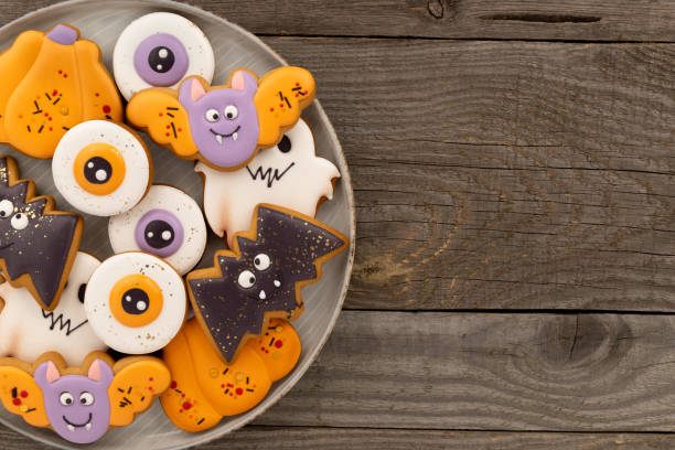 Halloween homemade dessert on rustic wooden table