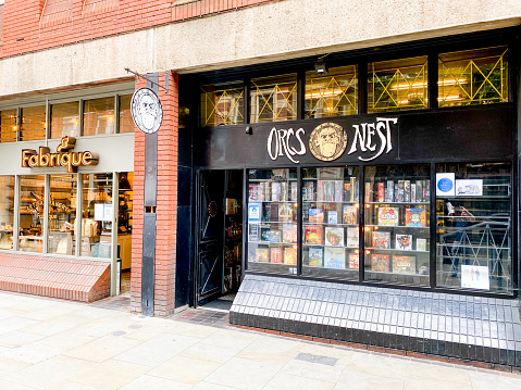 Orcs Nest Game Store on Earlham Street in Seven Dials, London, with commercial products visible