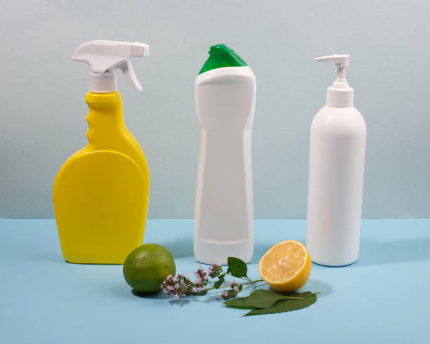 istock Containers for household cleaning products. 1337086456