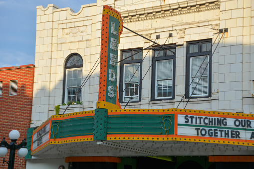 Winchester, KY, 2021: The Leeds Theater in Winchester, KY  received its name as the result of a contest during its first renovation in the 1940s. The contest winner rearranged the letters of the name of the theater manager, S. D. Lee, to create “Leeds” Theater.