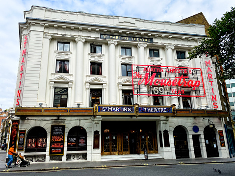 The Mousetrap by Agatha Christie in West End, London. The play has run from 1952 and was stopped only on 16 March 2020 because of Covid-19.