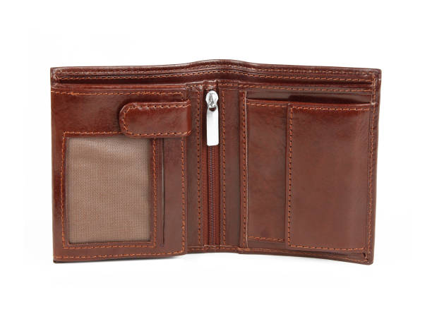 istock New light brown open empty wallet of cattle leather. Isolated on white background 1337092269
