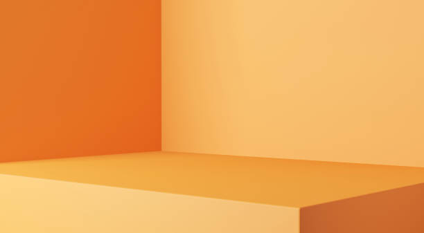 Orange podium and minimal abstract background for Halloween stock photo