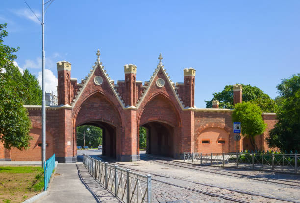 Brandenburg Gate- fortifications of Koenigsberg, neo-gothic 19th century. Kaliningrad, Russia.