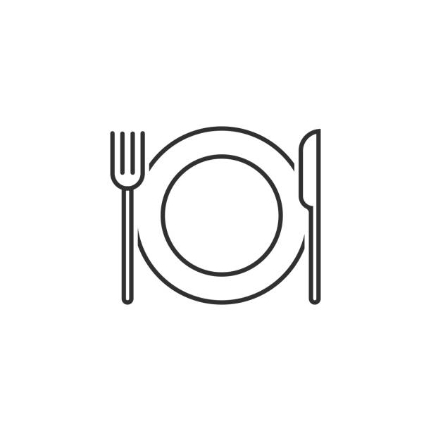 Lunch time linear icon. Dinner break. Thin line illustration. Afternoon business meeting. Business lunch. Table knife, fork and plate with clock. Vector isolated outline drawing. Editable stroke Lunch time linear icon. Dinner break. Thin line illustration. Afternoon business meeting. Business lunch. Table knife, fork and plate with clock. Vector isolated outline drawing. Editable stroke lunch clipart stock illustrations
