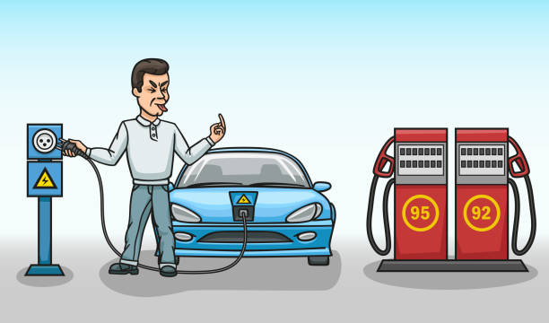 istock A man refills an electric car at the charging station. 1337100806