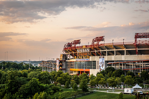 Nashville, TN USA - August 9, 2021: View of Nissan Stadium in downtown Nashville.
