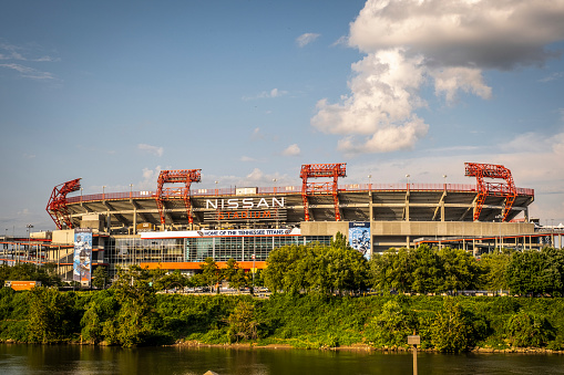 Nashville, TN USA - August 9, 2021: View of Nissan Stadium in downtown Nashville.