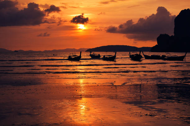 istock Sunset over sea shore beach in Thailand 1337103081