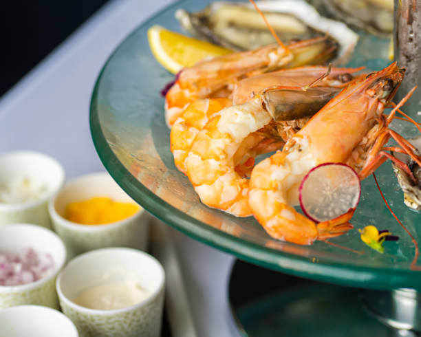 istock Fresh seafood platter with shrimps close up 1337103154