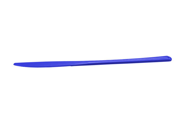 istock Blue Disposable plastic knife, clipping path, isolated on white background 1337103243