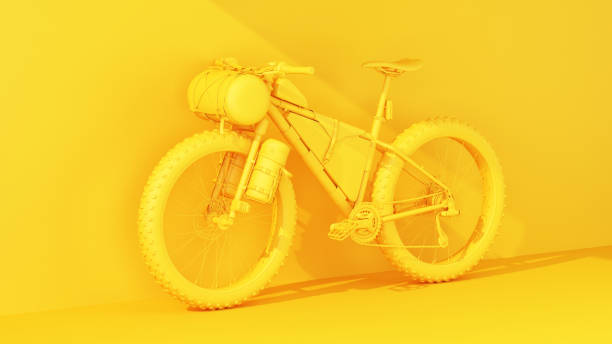 istock yellow mountain bike on yellow background 1337104266