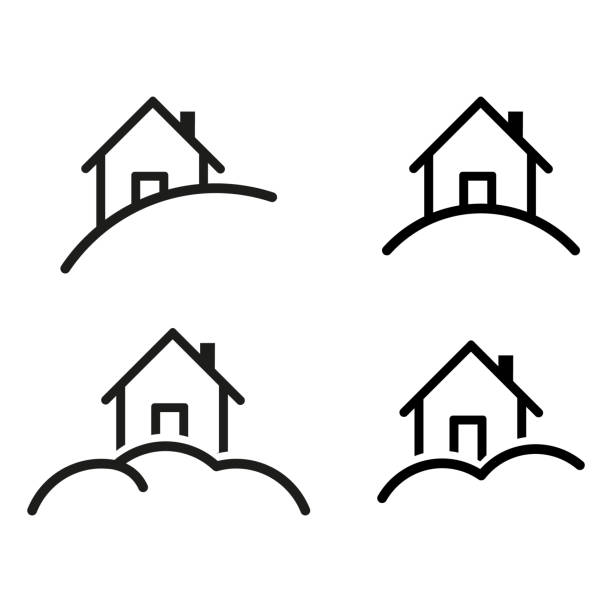 ilustrações de stock, clip art, desenhos animados e ícones de set of home icons. vector illustration in flat design - real estate