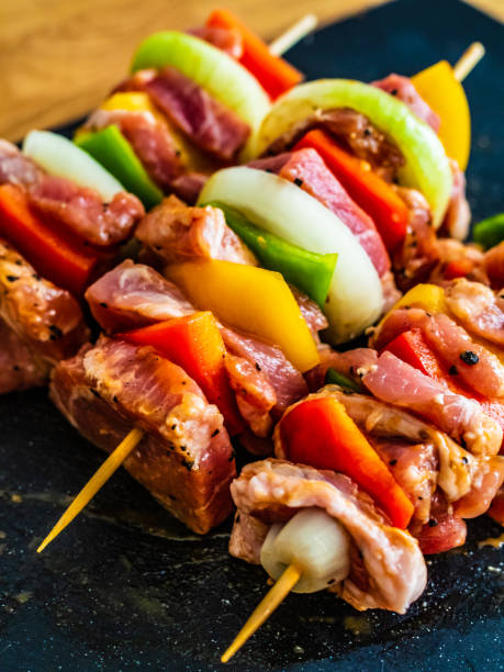 istock Uncooked shashlik prepared to grill 1337105533