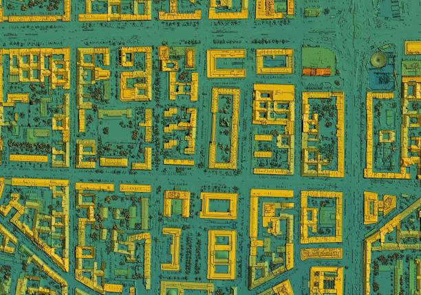 istock Map of urban city area with coloured geospatial data for GIS usage 1337105537