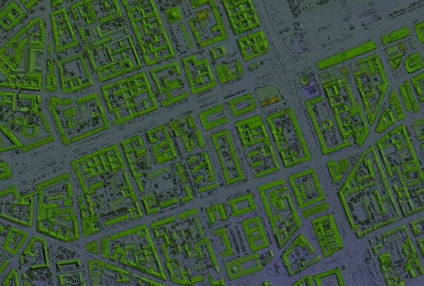 istock Map of urban city area with coloured geospatial data for GIS usage 1337105547