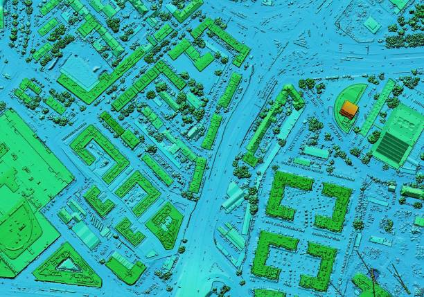 istock Map of urban city area with coloured geospatial data for GIS usage 1337105594