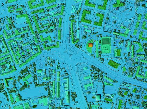 istock Map of urban city area with coloured geospatial data for GIS usage 1337105596