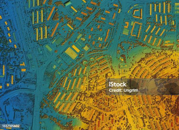 Map Of Urban City Area With Coloured Geospatial Data For Gis Usage Stock Photo - Download Image Now