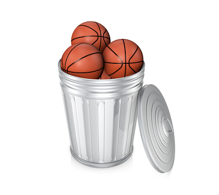 Trash Can with Basketball Ball