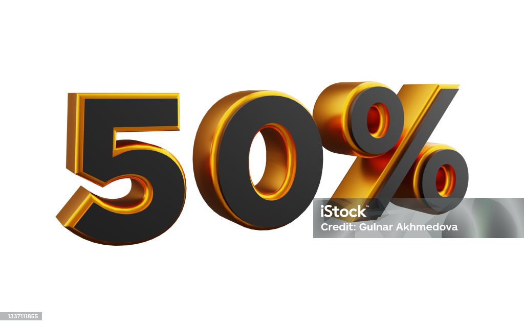 50 Percent Golden 3d Number Illustration 3d Golden Fifty Percent 50 Percent Golden 3d Number Illustration 3d Golden Fifty Percent