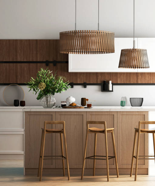 3d render of luxury house kitchen