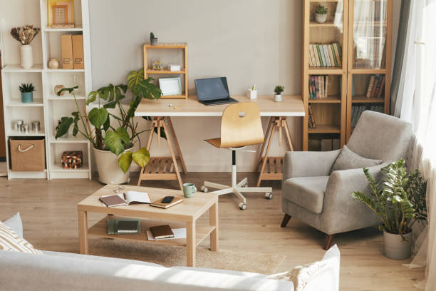 istock Cozy Home Office Background in Wood 1337112351