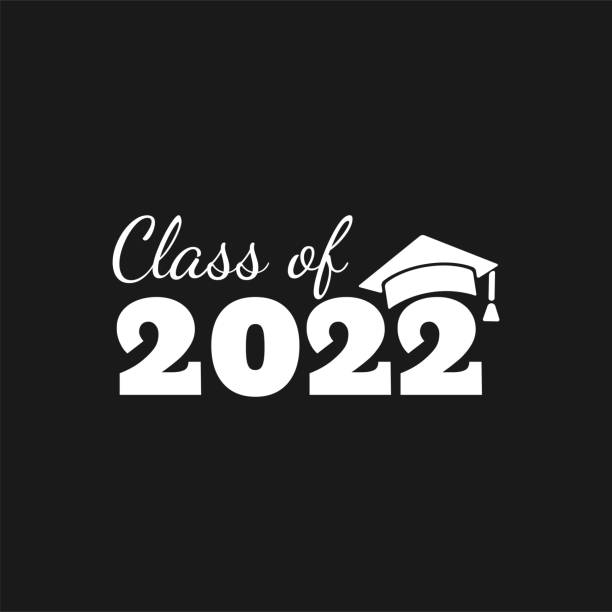 ilustrações de stock, clip art, desenhos animados e ícones de class of 2022. white number with education academic cap on black background. vector illustration. - 2022