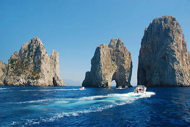 Faraglioni rocks of Capri island, famous touristic destination