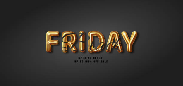 istock Black Friday. Sale. Illustration lettering golden color on dark background. 1337116389