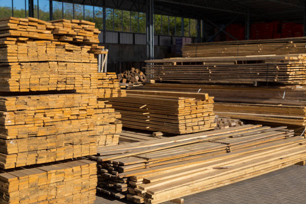 istock Sawed boards at the wholesale timber yard. 1337118222