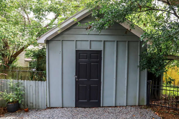 istock Blue outdoor shed wood building for storage 1337121199