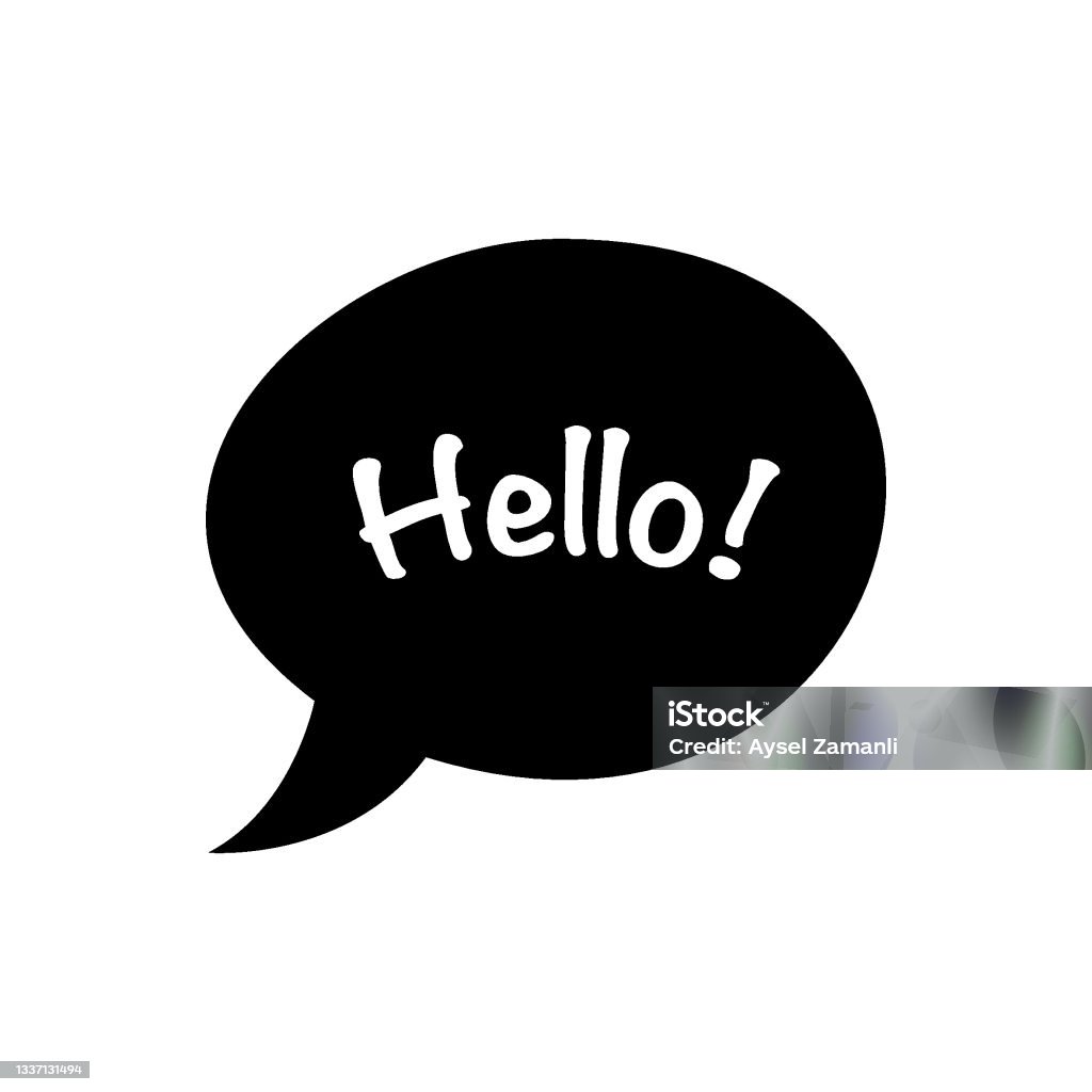 Hello Chat Bubble Flat Vector Stock Illustration - Download Image Now ...