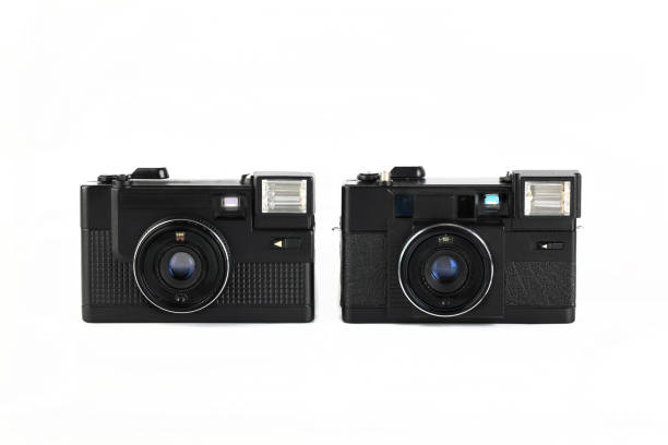 istock The old 35mm. automatic scaling film camera on white background. 1337131950