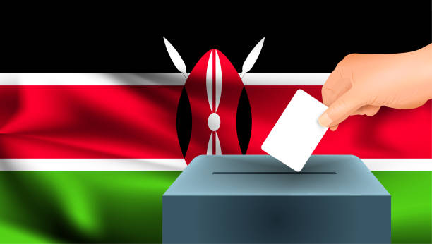 istock Kenya flag, male hand voting with Kenya flag concept idea background 1337134319