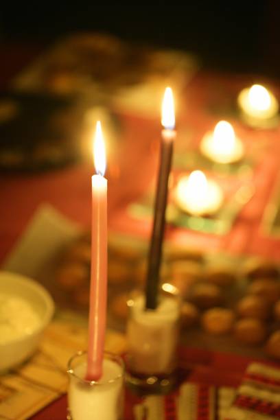 istock Candle light in a christmas night 1337136015