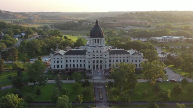 State Capitol Building Of South Dakota In Pierre (Aerial 4K Drone Video)