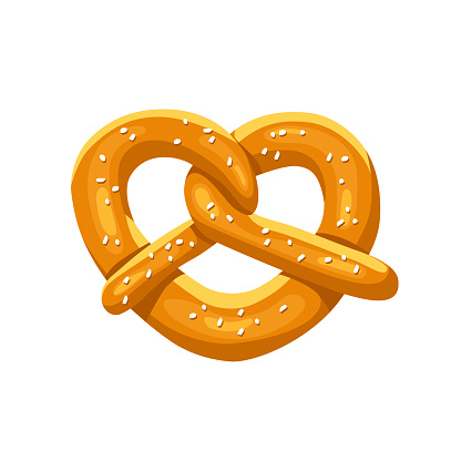 Bavarian pretzel on a white isolated background. Vector illustration.  icon. Cartoon.