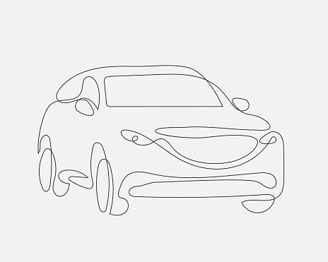 Auto concept one line design. Vector car from lines. Hand drawing modern suv.