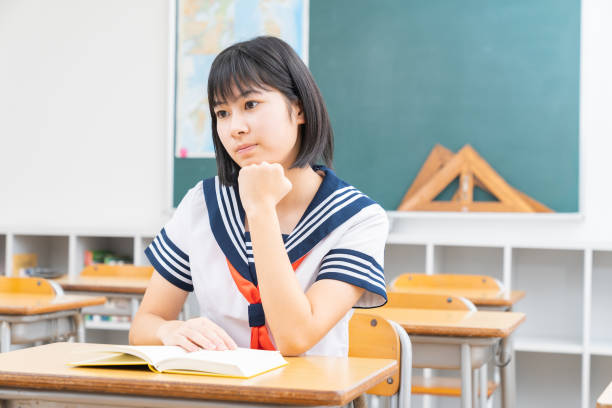 istock asian girl who study, think,School uniform, 1337154743