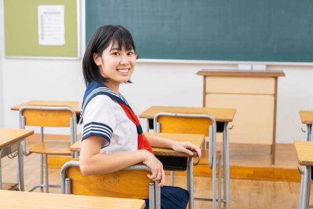 istock asian girl who study,School uniform, 1337154780