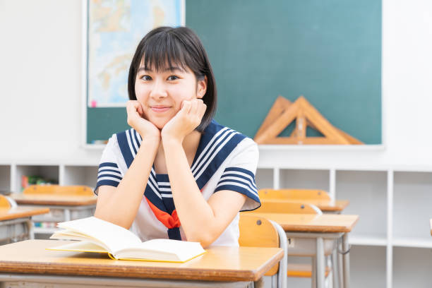 istock asian girl who study,School uniform, 1337154783