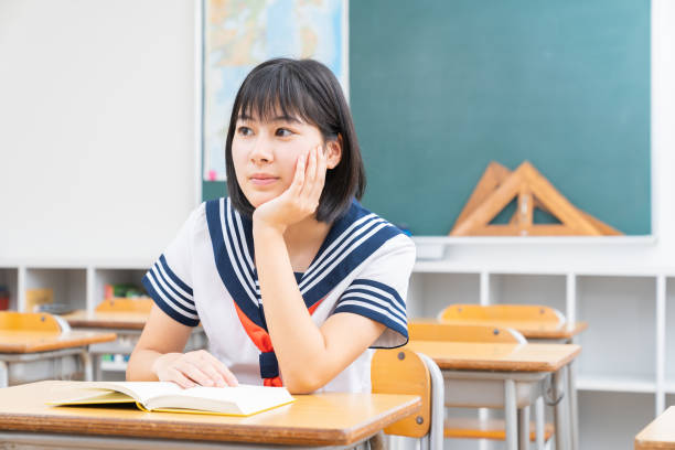 istock asian girl who study, think,School uniform, 1337154835