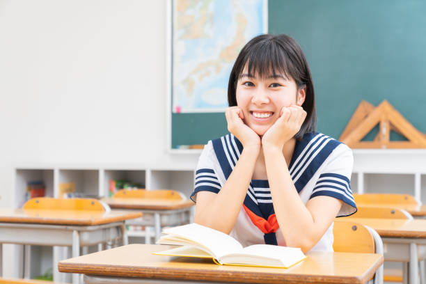 istock asian girl who study,School uniform, 1337154841