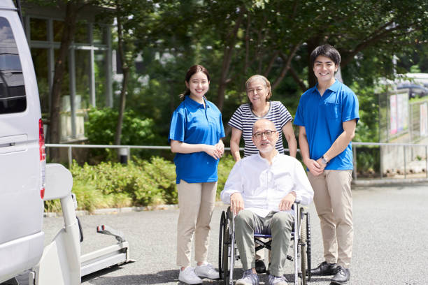 istock Wheelchair-riding elderly and caregivers 1337160916