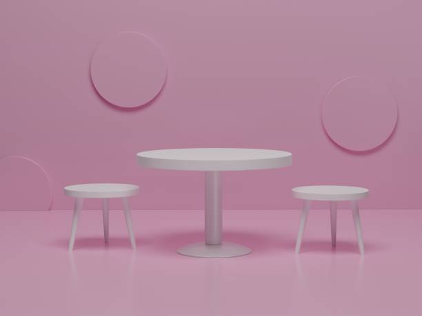 istock Abstract minimalist dining room with chairs and table. 1337174530