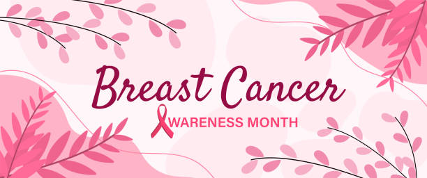 Breast cancer awareness month banner design illustration Breast cancer awareness month banner design website background breast cancer symbol for facebook stock illustrations