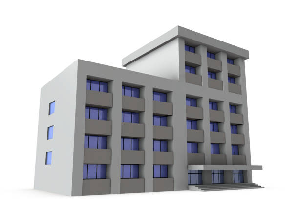 istock A miniature model of a police station. White background. 3D rendering. 1337177748