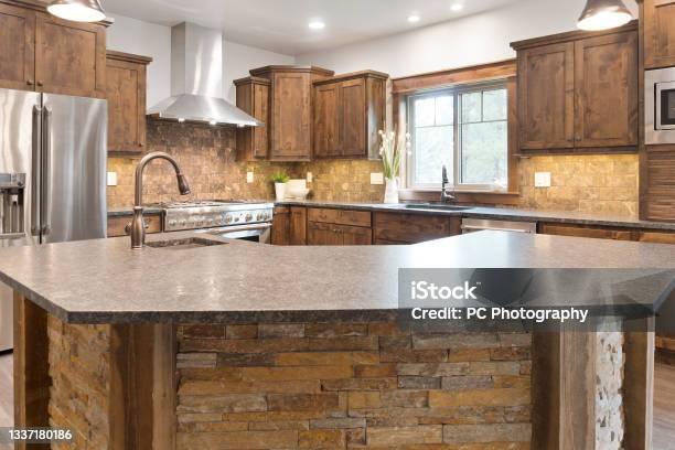 New Kitchen With New Appliances Stock Photo - Download Image Now - Kitchen, Appliance, Bar stool