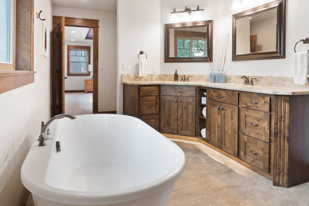 istock Freestanding tub in newly completed bathroom 1337180209